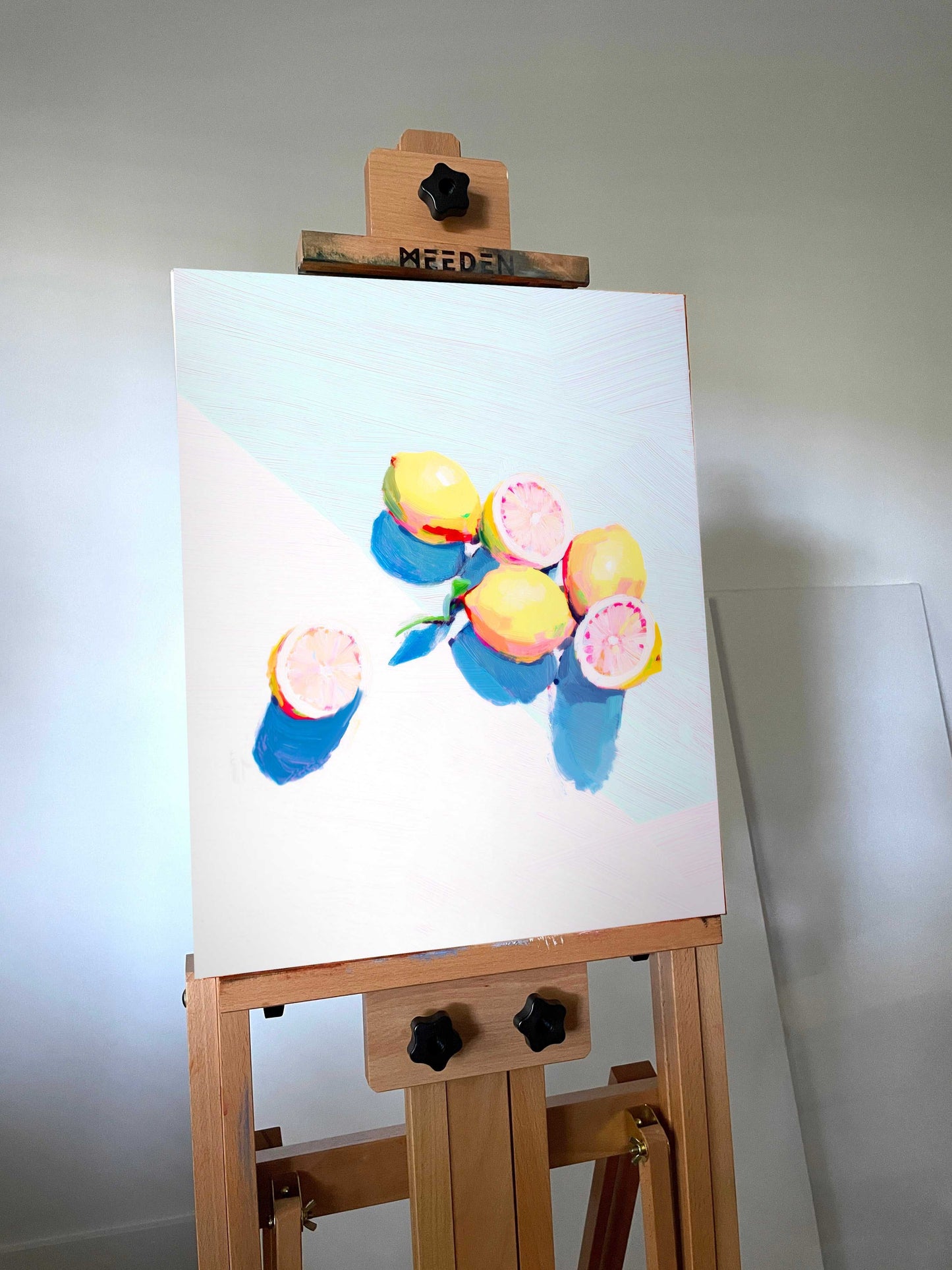 Lemon Study – Original Acrylic Painting on Canvas, 18"x24", Botanical Wall Art