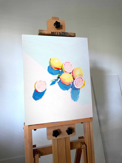 Lemon Study – Original Acrylic Painting on Canvas, 18"x24", Botanical Wall Art