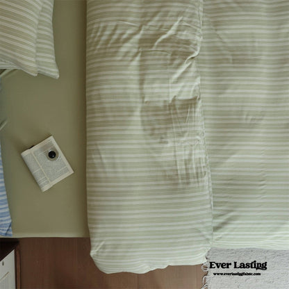 Leo Striped Jersey Knit Cotton Bedding Set / Blue