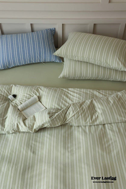 Leo Striped Jersey Knit Cotton Bedding Set / Blue