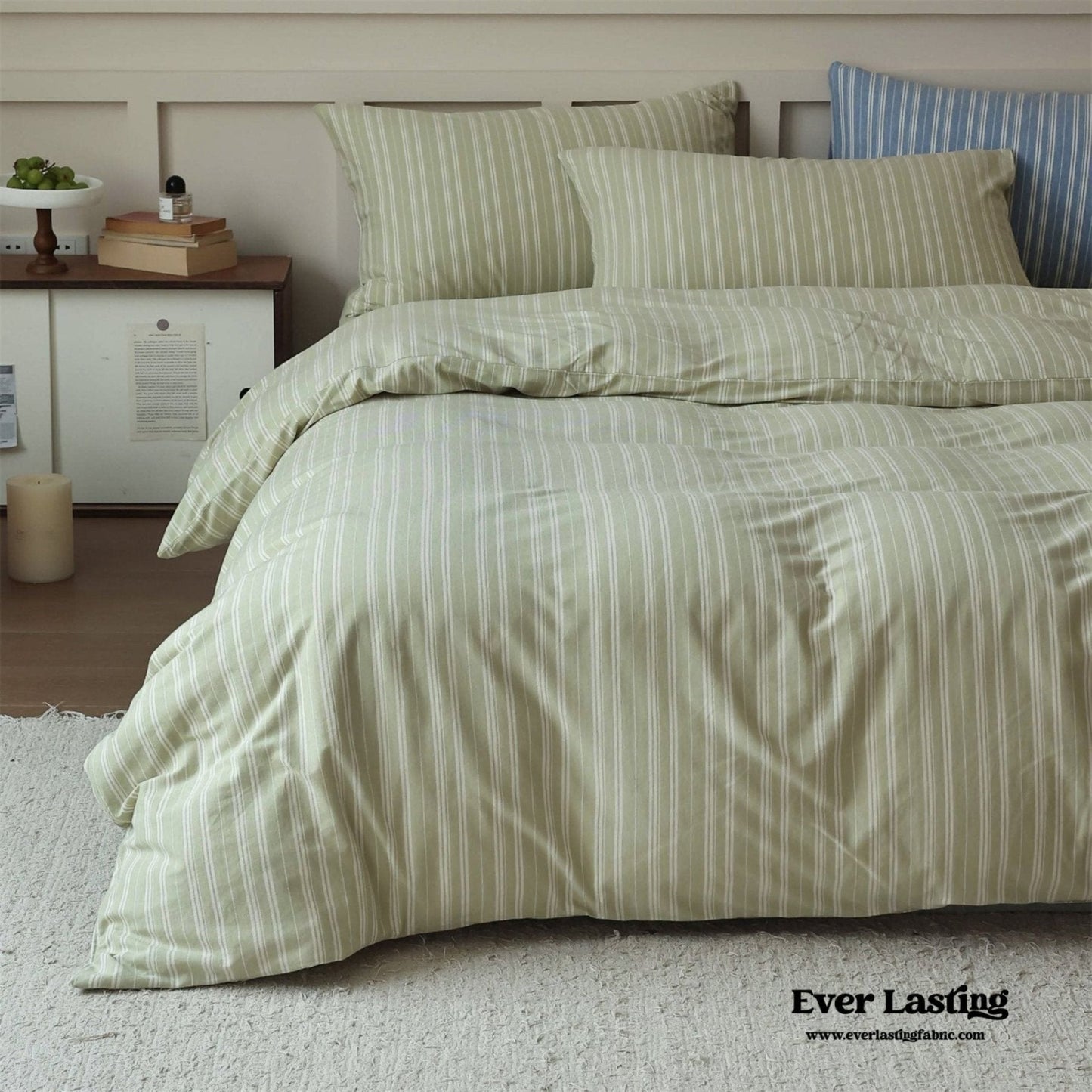 Leo Striped Jersey Knit Cotton Bedding Set / Blue