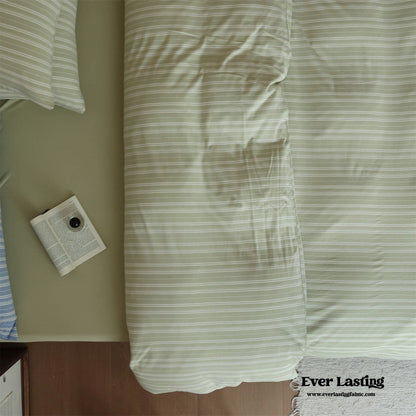 Leo Striped Jersey Knit Cotton Bedding Set / Green