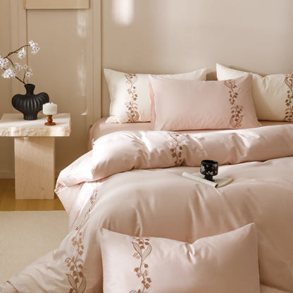 Lily of the Valley Embroidered Silky Bedding Set / Green
