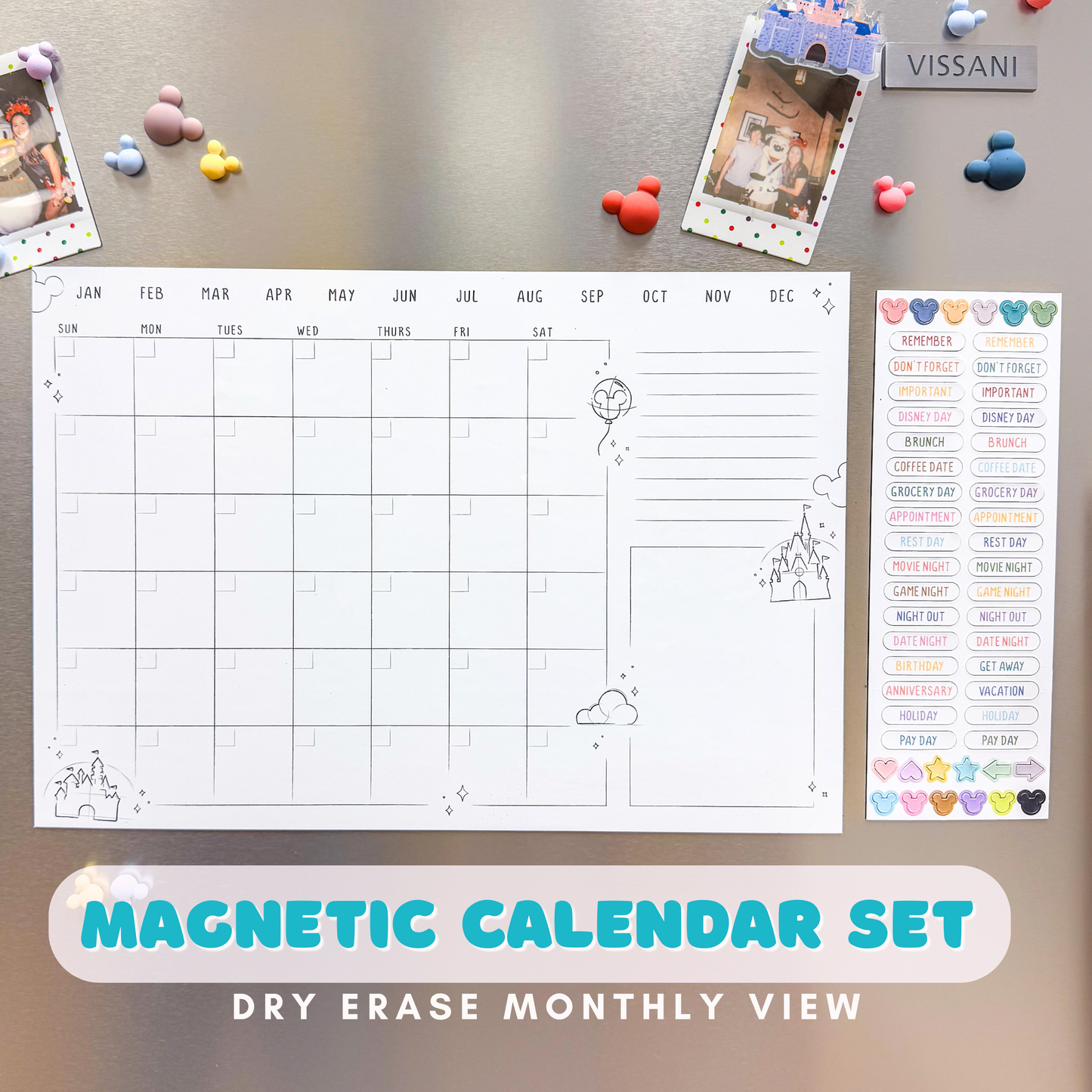 Magnetic Monthly Dry Erase Calendar Set