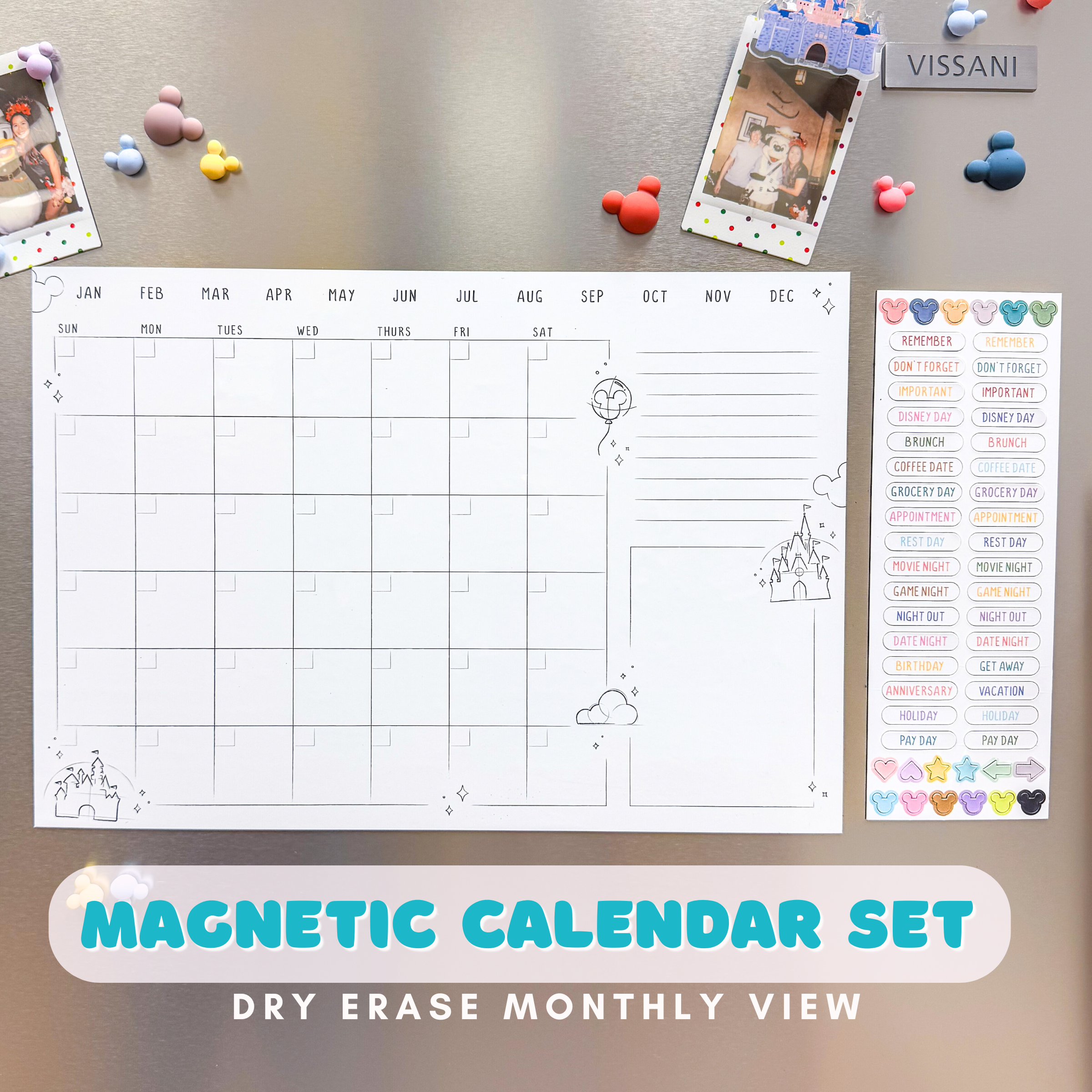 Magnetic Monthly Dry Erase Calendar Set