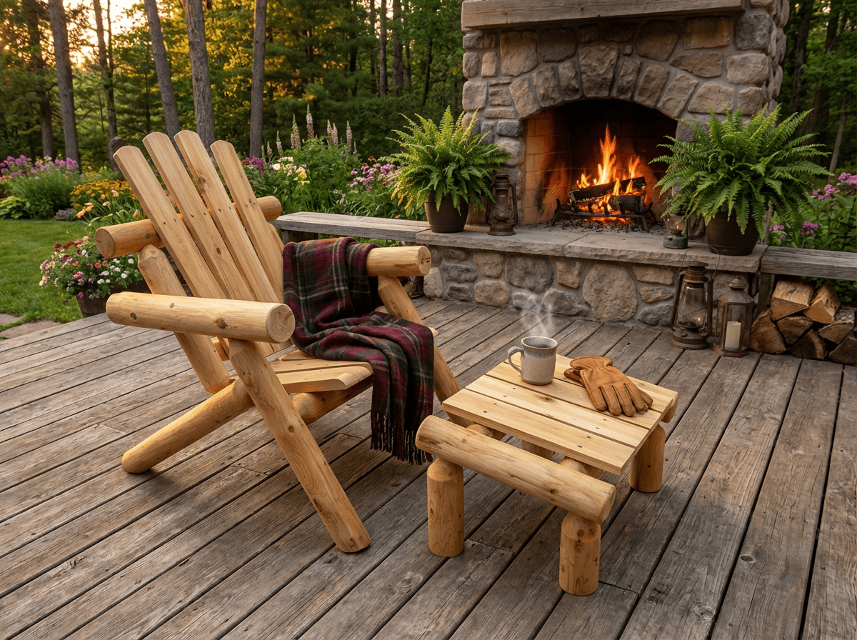 Log Wooden Deck Chair