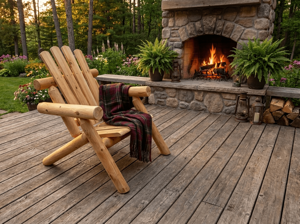Log Wooden Deck Chair