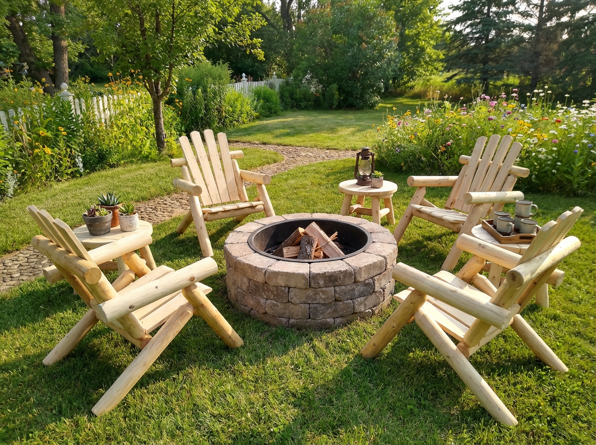 Log Wooden Deck Chair