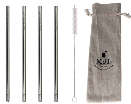 Long 9" Safer Rounded End Stainless Steel Straw for Quart Mason Jars