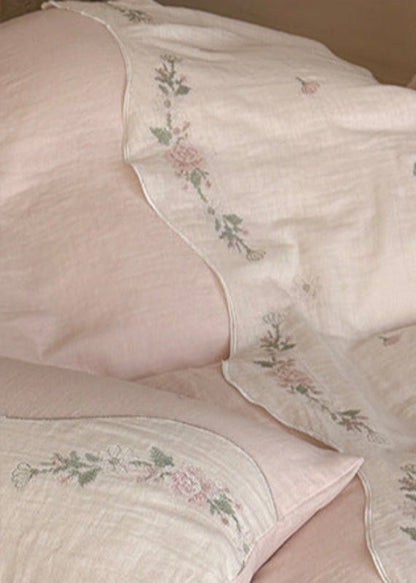 Maeve Floral Double Gauze Bedding Set / Khaki