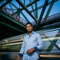 Ralph// Cotton Knit-Stretch Button-Up Shirt With Contrast Details // Blue // Tailored Fit (Fitted)