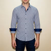 Michael Button-Up Shirt With Contrast Details // Navy Check // Contemporary Fit (Regular)