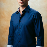 Alexander Button-Up Shirt With Contrast Details // Navy // Contemporary Fit (Regular)