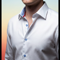 Scott// Cotton Knit-Stretch Button-Up Shirt With Contrast Details // White // Tailored Fit (Fitted)