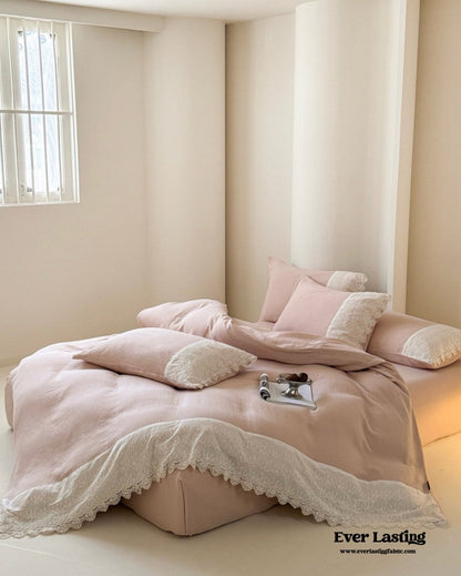 Margaux Lace Double Gauze Bedding Set / Pastel Pink