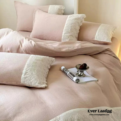 Margaux Lace Double Gauze Bedding Set / Sage Green