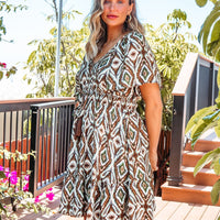 Marlowe Brown Mix Print Tiered Mini Dress -  FINAL SALE