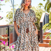 Marlowe Brown Mix Print Tiered Mini Dress -  FINAL SALE