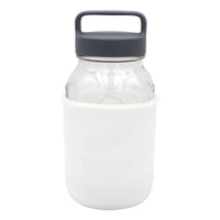 Mason Jar Lifestyle 32oz Quart Glass Water Bottle with Silicone Sleeve & Carry Handle