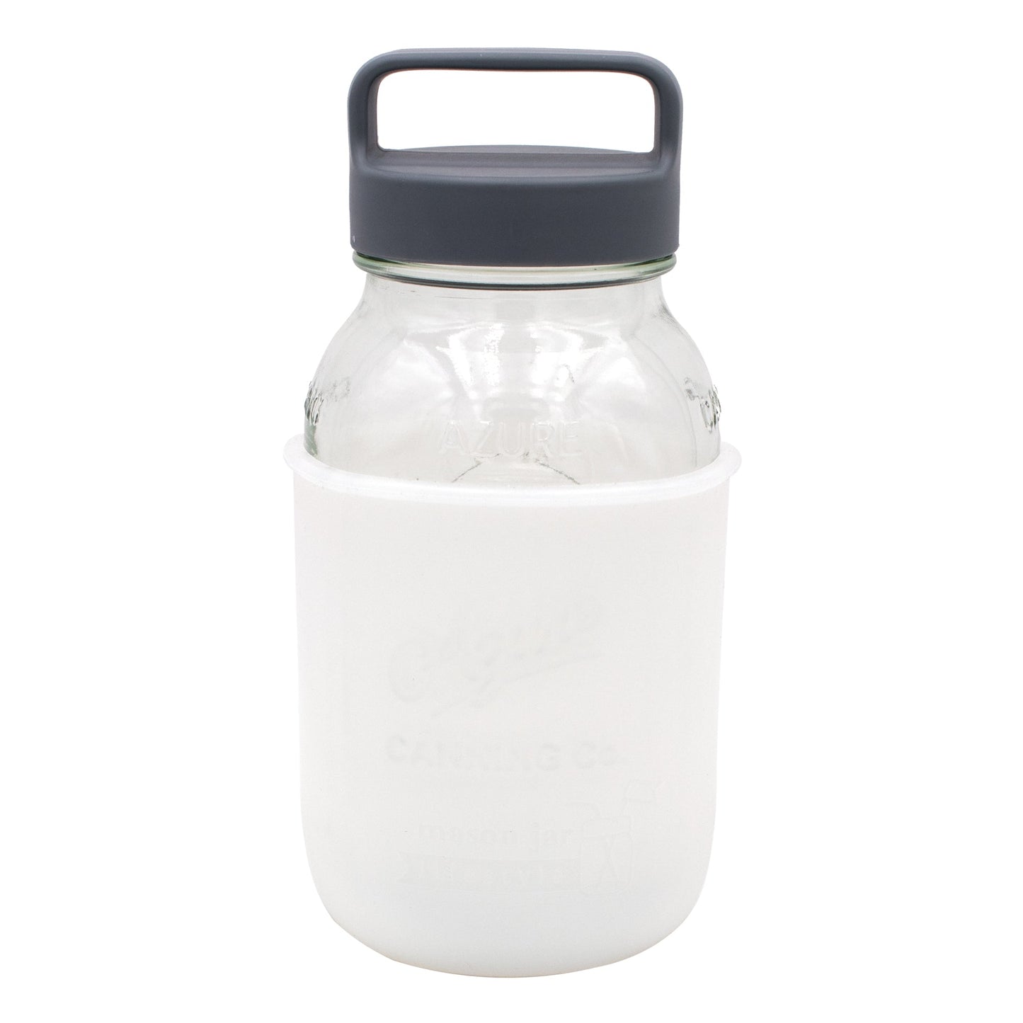 Mason Jar Lifestyle 32oz Quart Glass Water Bottle with Silicone Sleeve & Carry Handle