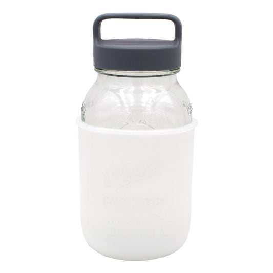 Mason Jar Lifestyle 32oz Quart Glass Water Bottle with Silicone Sleeve & Carry Handle