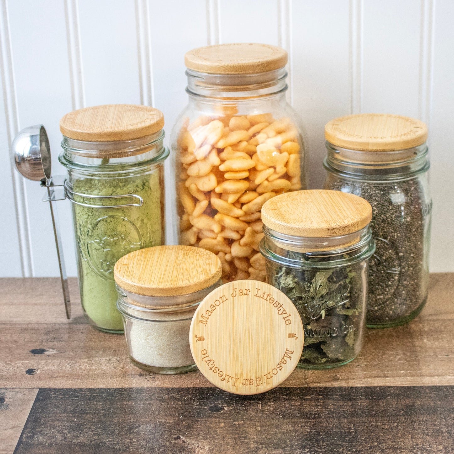 Bamboo Storage Stopper Lids for Mason Jars
