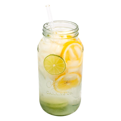 Extra 11 3/4" Long Glass Straws for Half Gallon Mason Jars 4 Pack + Cleaner