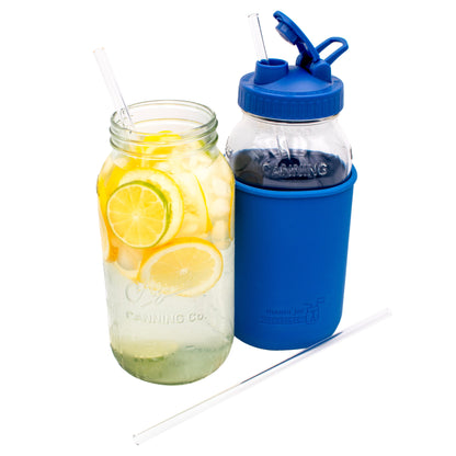 Extra 11 3/4" Long Glass Straws for Half Gallon Mason Jars 4 Pack + Cleaner