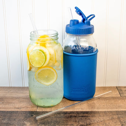 Extra 11 3/4" Long Glass Straws for Half Gallon Mason Jars 4 Pack + Cleaner