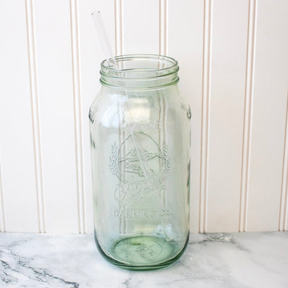 Extra 11 3/4" Long Glass Straws for Half Gallon Mason Jars 4 Pack + Cleaner