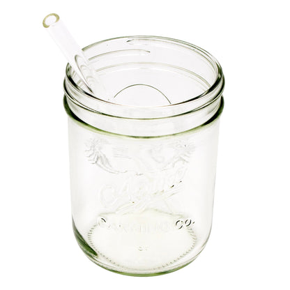 Medium 7 1/4" Glass Straws for Pint Mason Jars 4 Pack + Cleaner