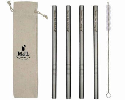 Long 9" Stainless Steel Boba Straws for Quart Mason Jars