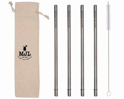 Long 9" Safer Rounded End Stainless Steel Straw for Quart Mason Jars