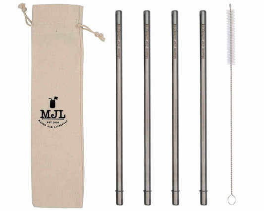 Long 9" Safer Rounded End Stainless Steel Straw for Quart Mason Jars