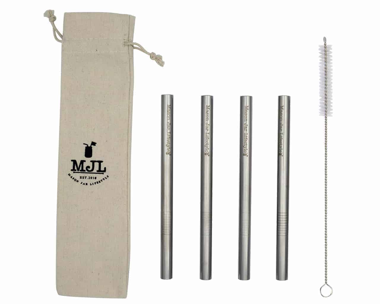 Medium 7 1/4" Stainless Steel Boba Straws for Pint Mason Jars