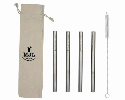 Medium 7 1/4" Stainless Steel Boba Straws for Pint Mason Jars