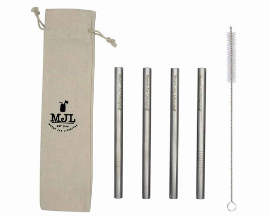 Medium 7 1/4" Stainless Steel Boba Straws for Pint Mason Jars