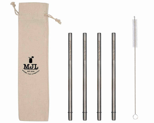 Medium 7 1/4" Safer Rounded End Stainless Steel Straw for Pint Mason Jars