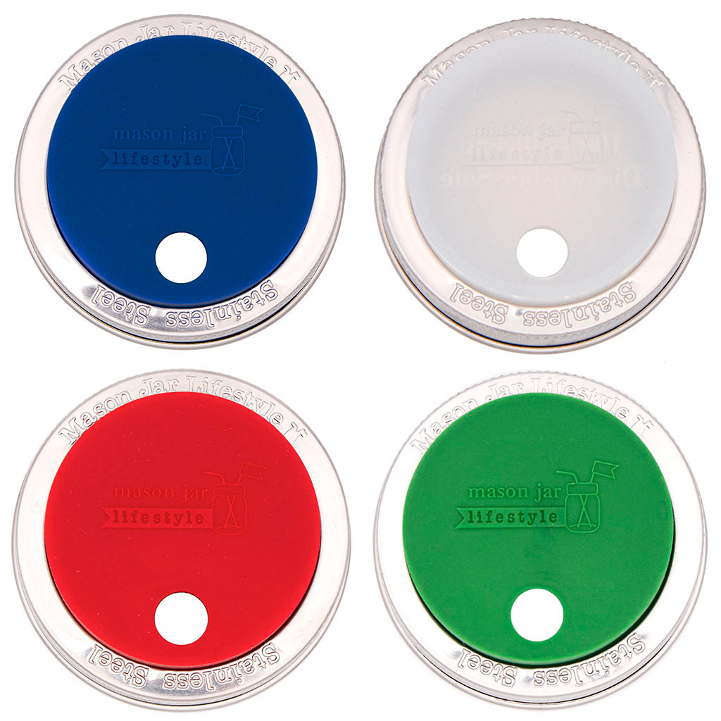 Silicone Straw Hole Tumbler with Stainless Steel Band for Mason Jars