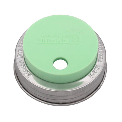 Silicone Straw Hole Tumbler with Stainless Steel Band for Mason Jars