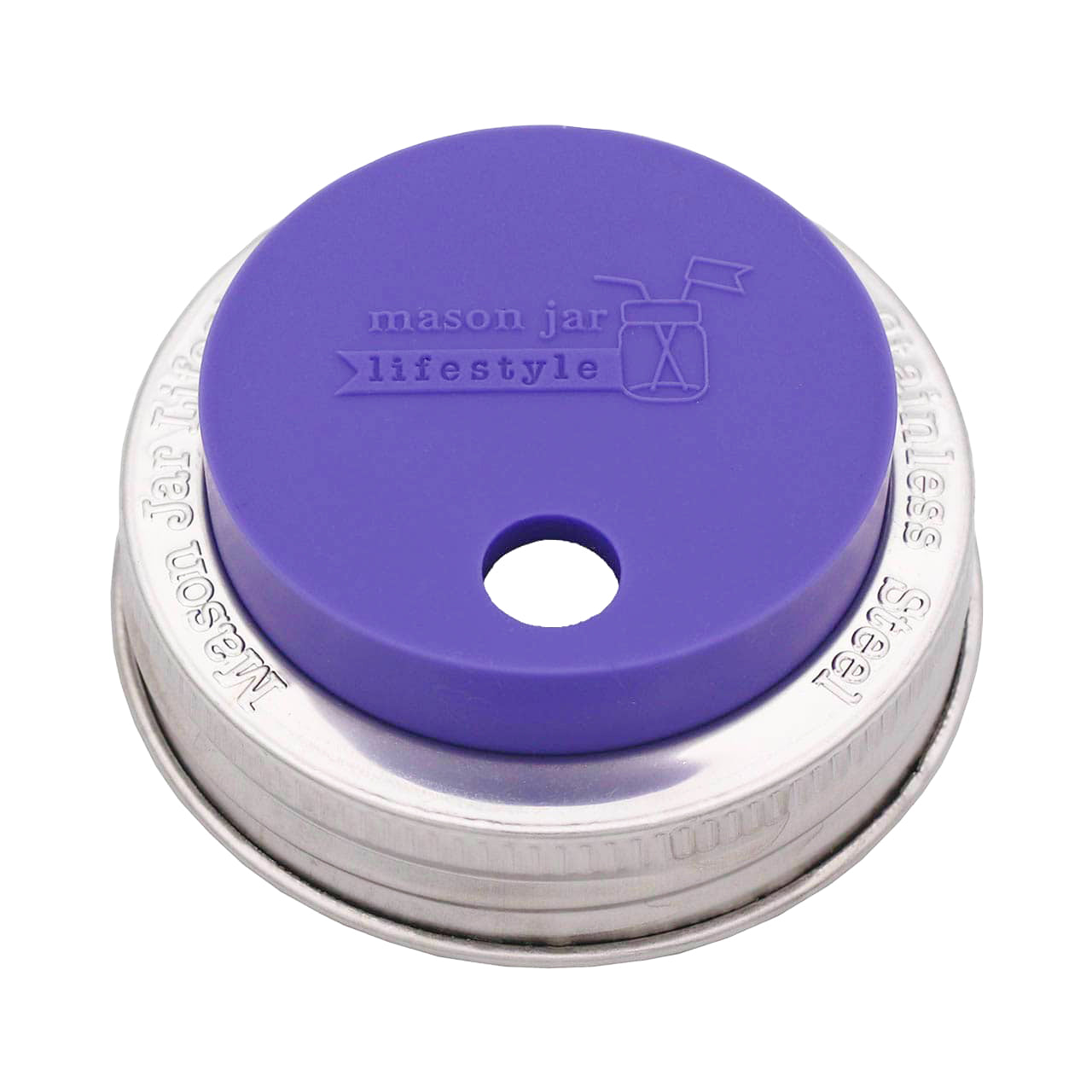 Silicone Straw Hole Tumbler with Stainless Steel Band for Mason Jars