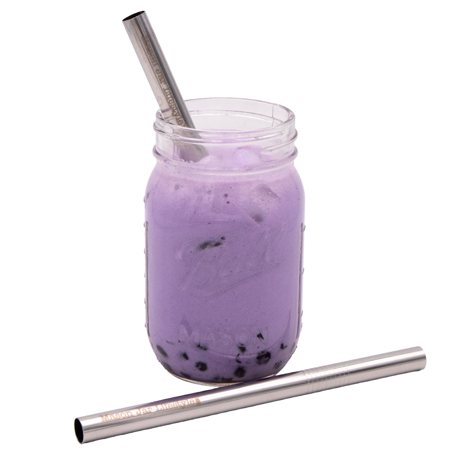 Medium 7 1/4" Stainless Steel Boba Straws for Pint Mason Jars