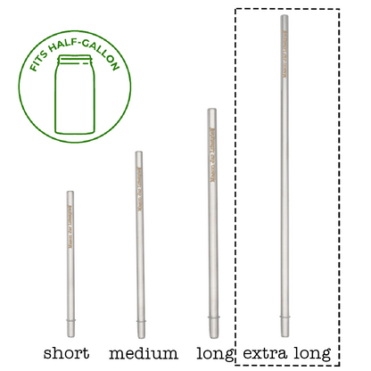Extra Long 11 3/4" Safer Rounded End Stainless Steel Straws for Half Gallon Mason Jars 4 Pack