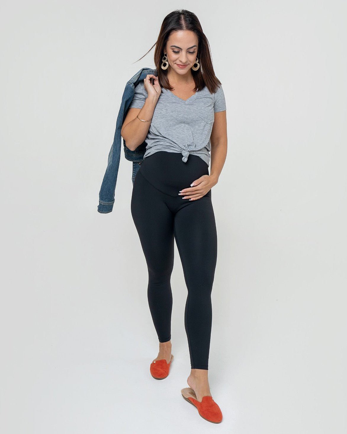 Black Maternity Eco Leggings w/ Concealed Pocket