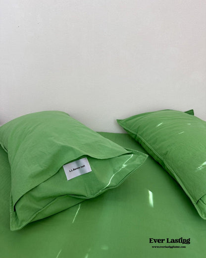 Maximalist Green Solid Color Cotton Bedding Set