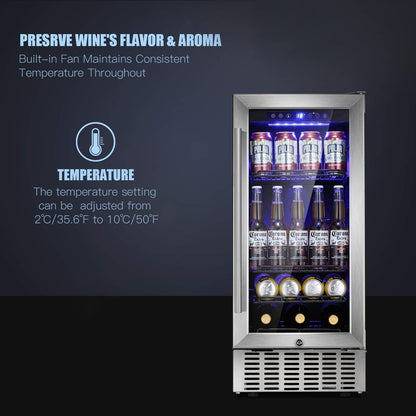 15 Inch Built-in Mini Fridge Beverage Refrigerator W5174C