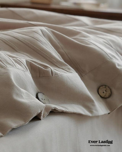 Milo Minimalist Solid Button Bedding Set / Pink
