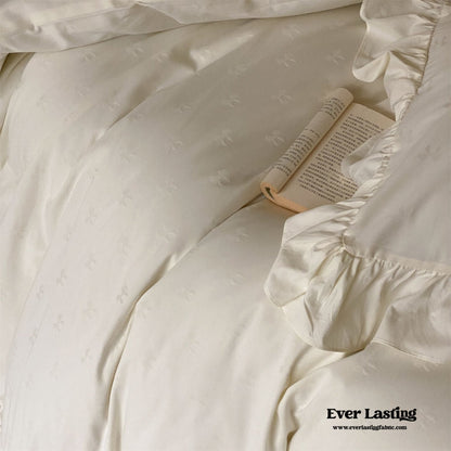 Mimi Ribbon Ruffle White Bedding Set