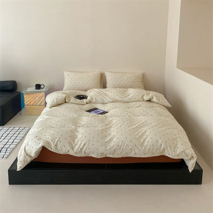 Mini Polka Dot Jersey Knit Bedding Set / Black + Pink