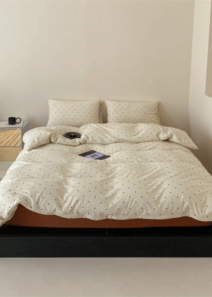 Mini Polka Dot Jersey Knit Bedding Set / Blue + Black